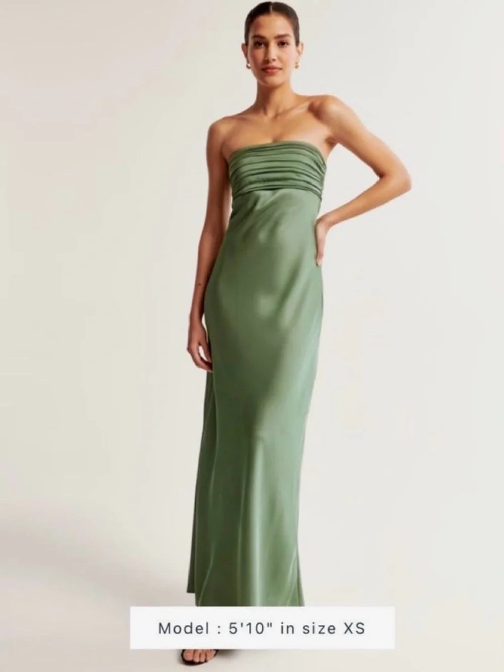 Abercrombie & Fitch Strapless Maxi Dress in Olive Green